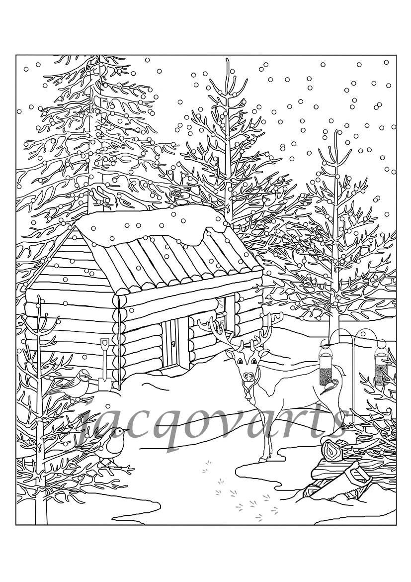 65 Log Cabin Coloring Page 41