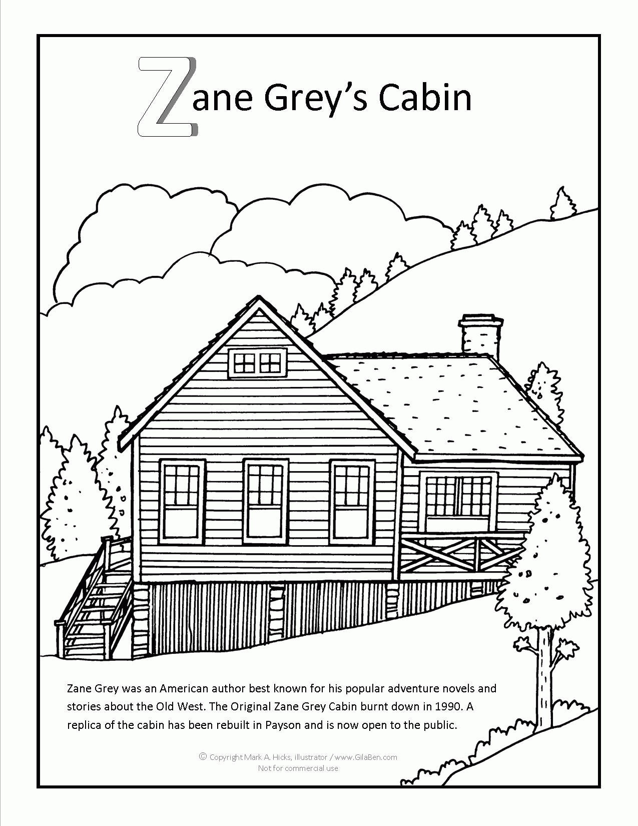 65 Log Cabin Coloring Page 6