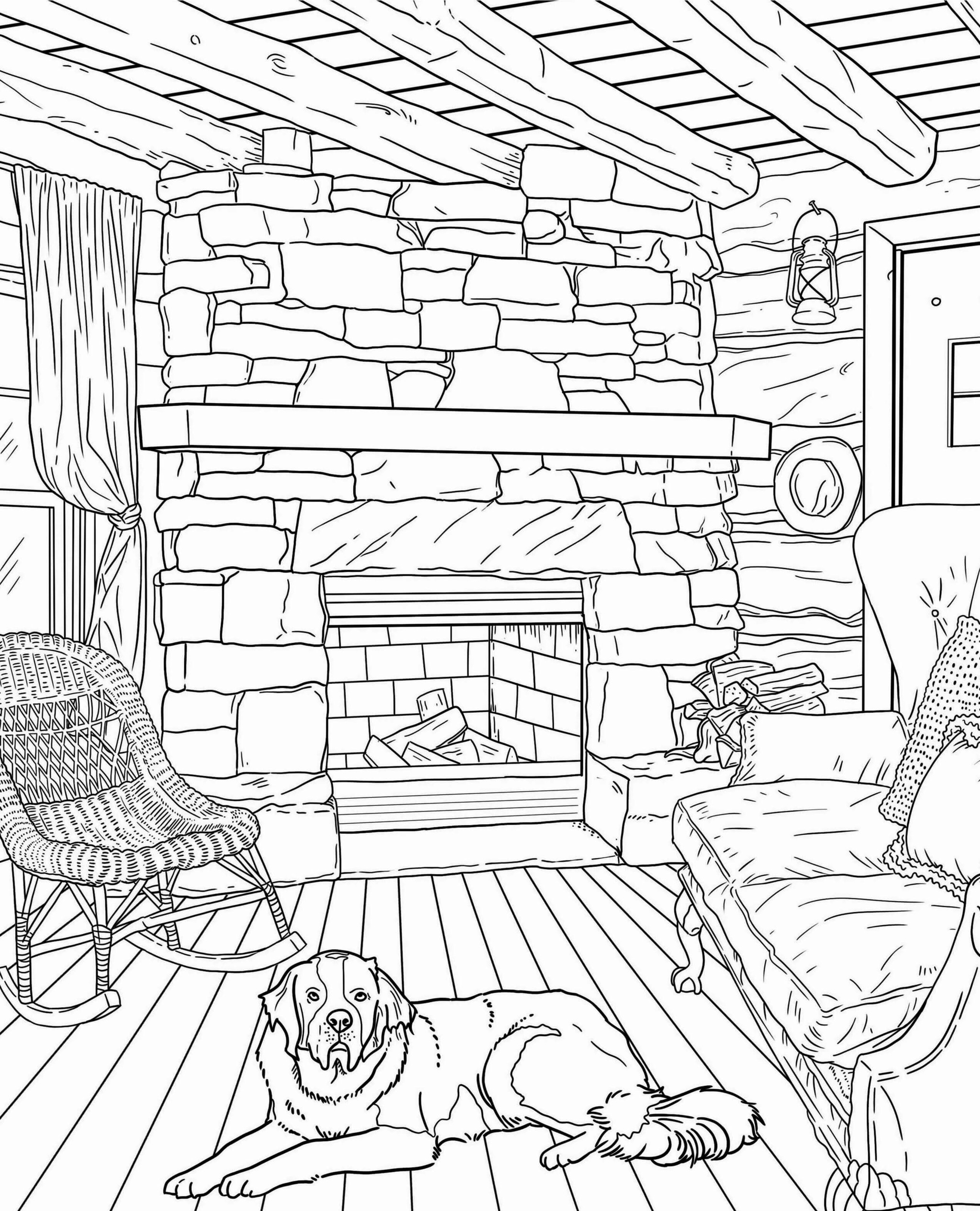 65 Log Cabin Coloring Page 7