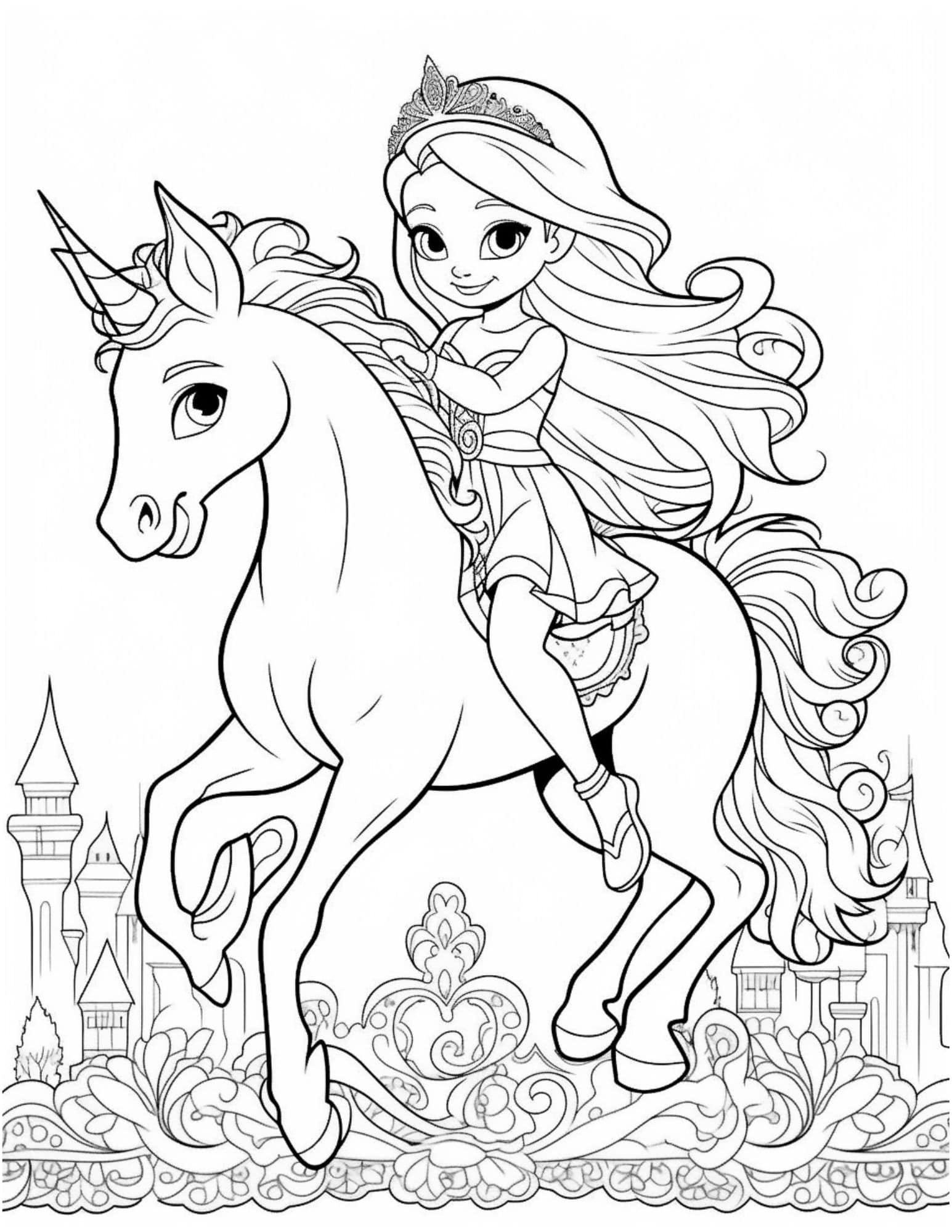 45 Princess Unicorn Coloring Page 24