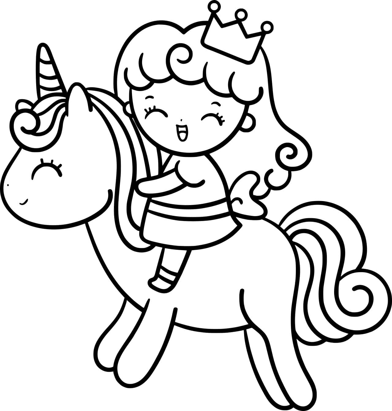 45 Printable Unicorn Princess Coloring Page 2
