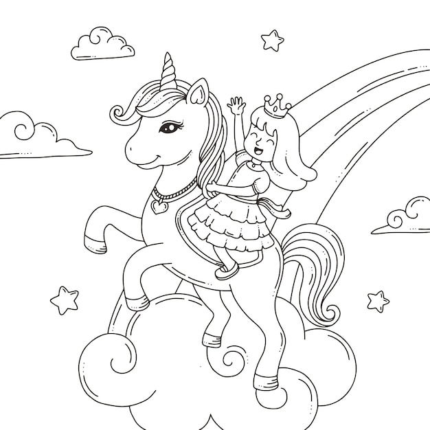 45 Printable Unicorn Princess Coloring Page 6