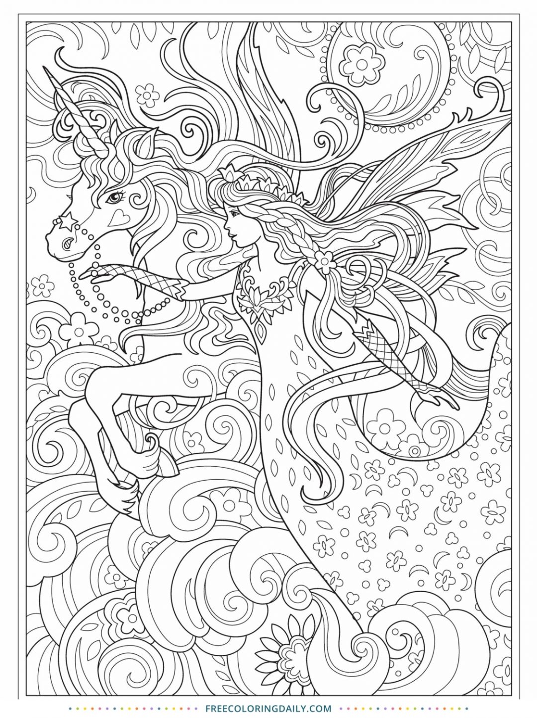 45 Printable Unicorn Princess Coloring Page 61