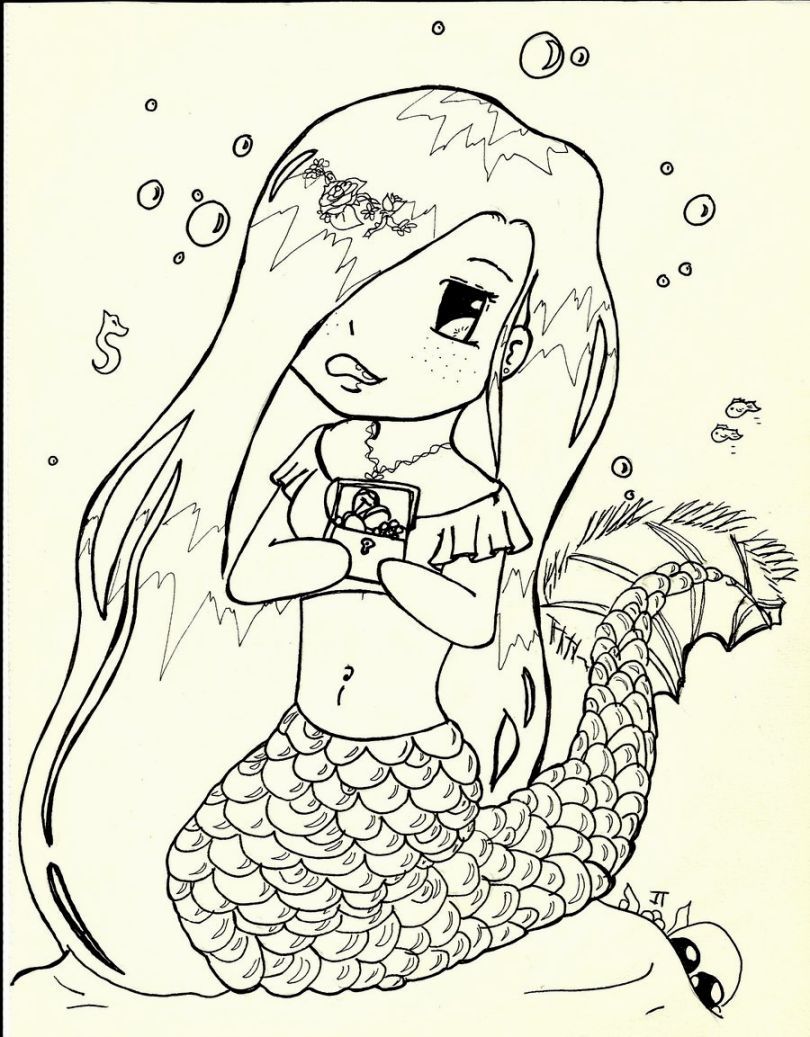 50 Cute Mermaid Coloring Pages 13