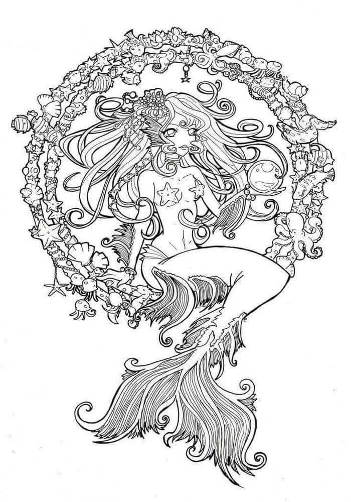 50 Cute Mermaid Coloring Pages 15