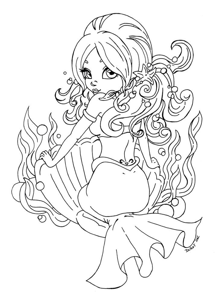 50 Cute Mermaid Coloring Pages 16