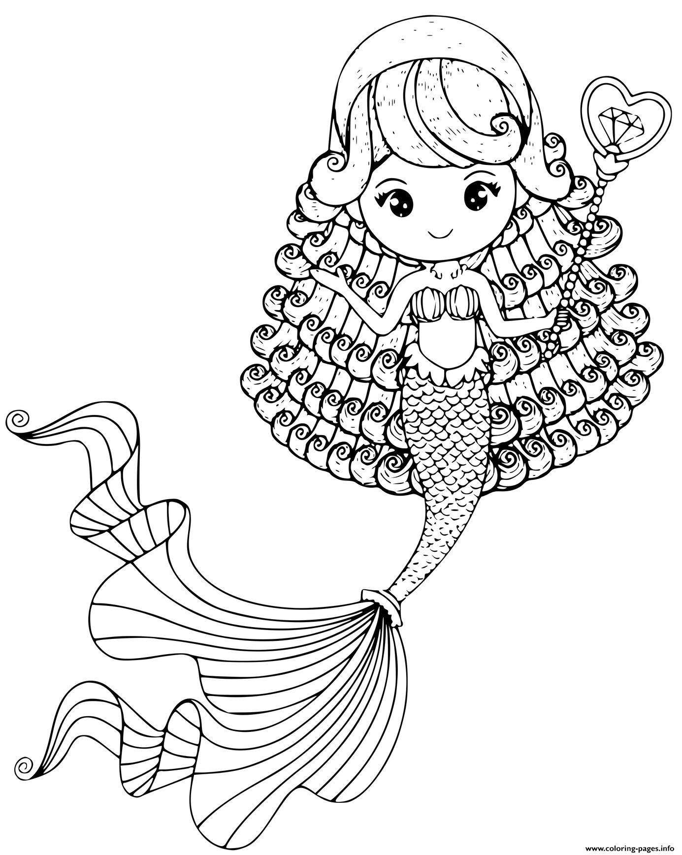 50 Cute Mermaid Coloring Pages 19
