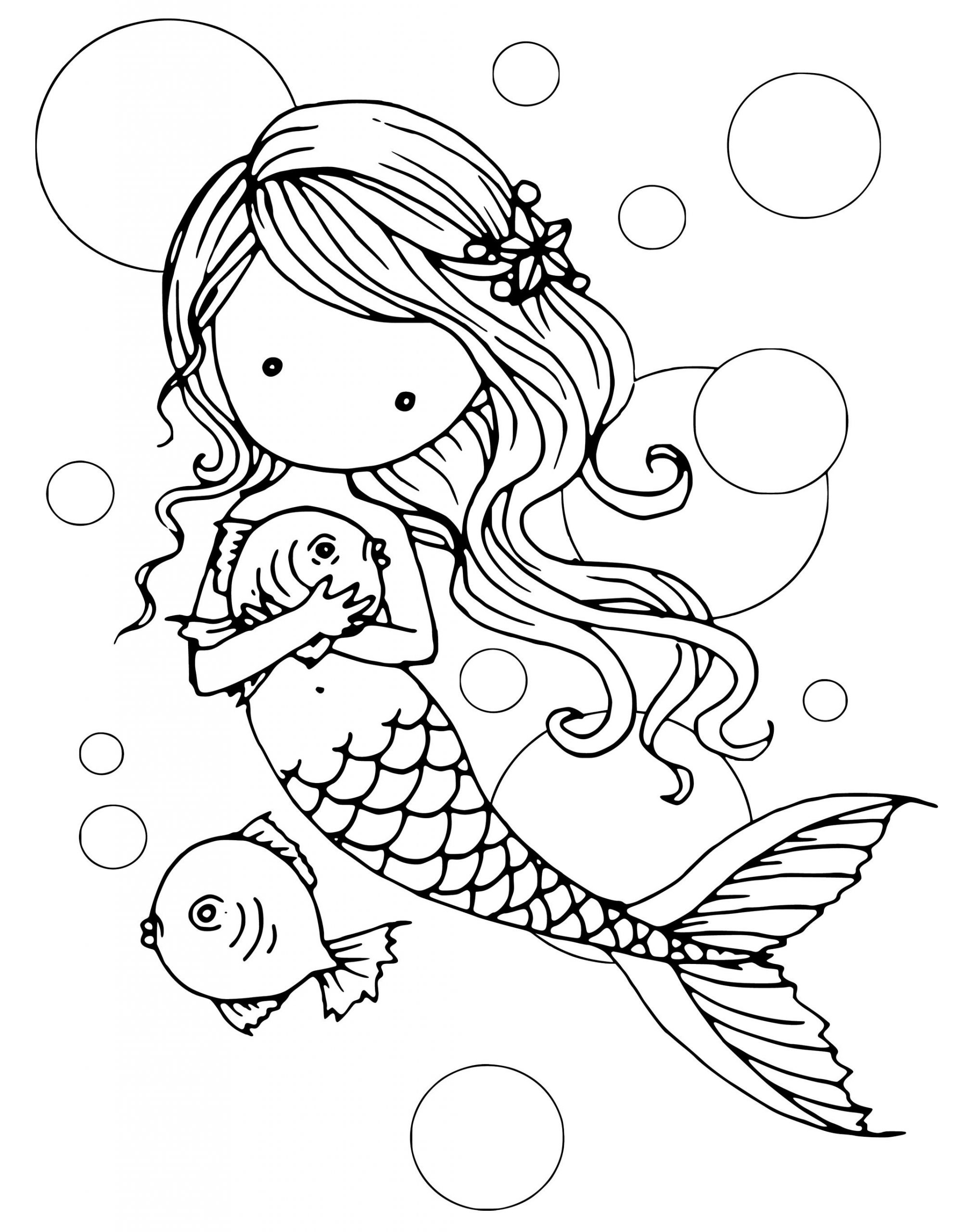 50 Cute Mermaid Coloring Pages 21