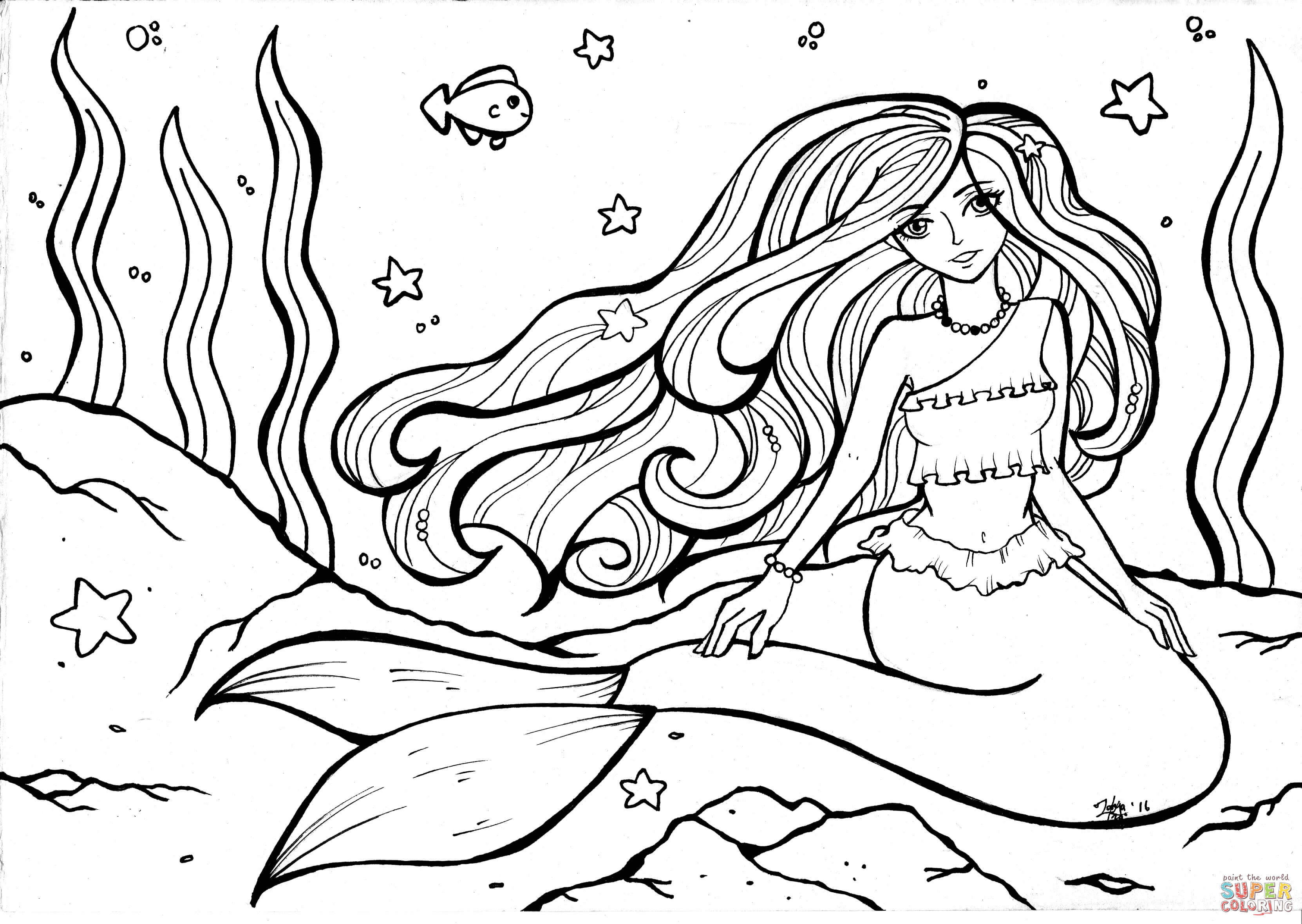 50 Cute Mermaid Coloring Pages 30