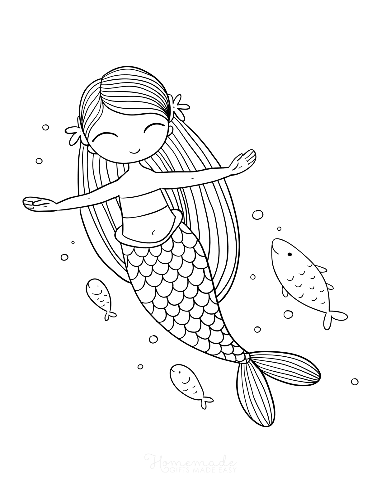 50 Cute Mermaid Coloring Pages 31