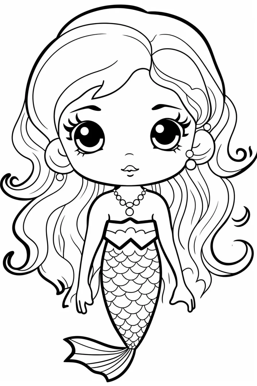 50 Cute Mermaid Coloring Pages 34
