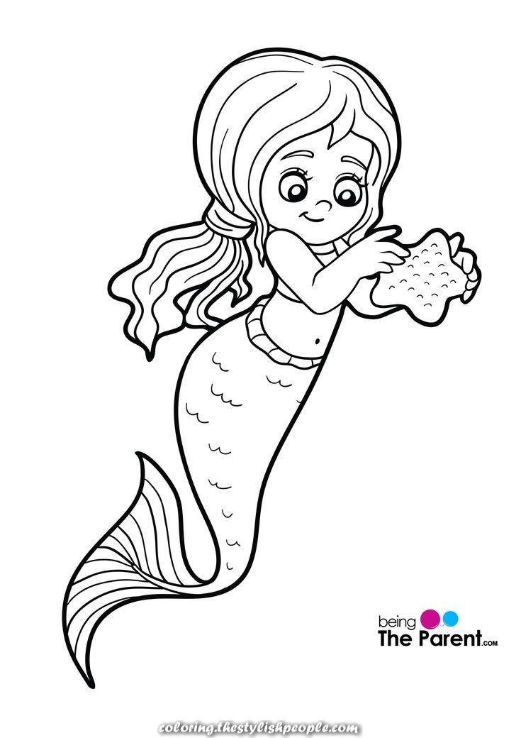 50 Cute Mermaid Coloring Pages 35