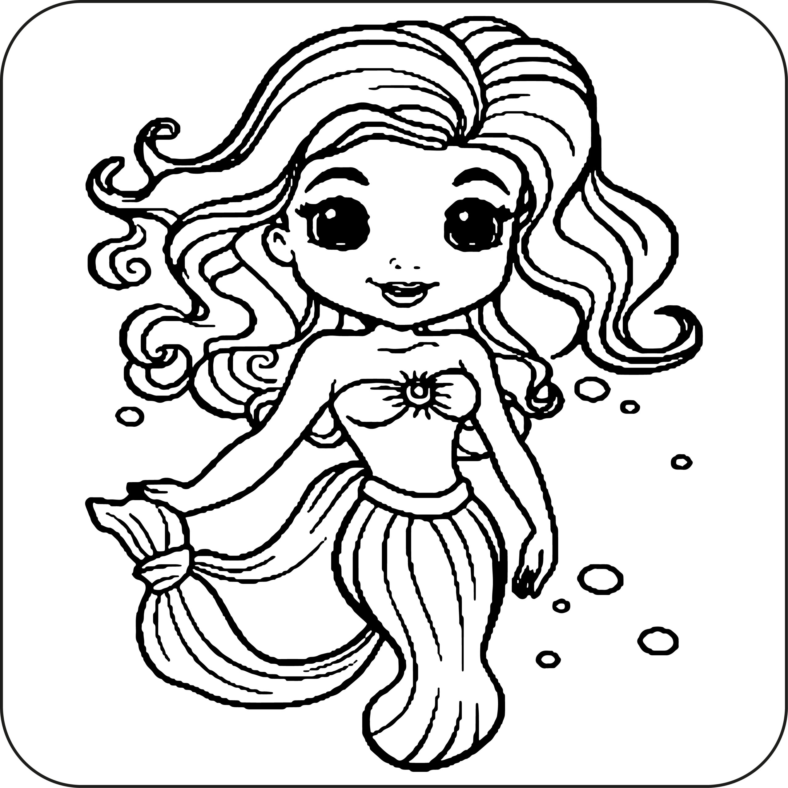 50 Cute Mermaid Coloring Pages 37