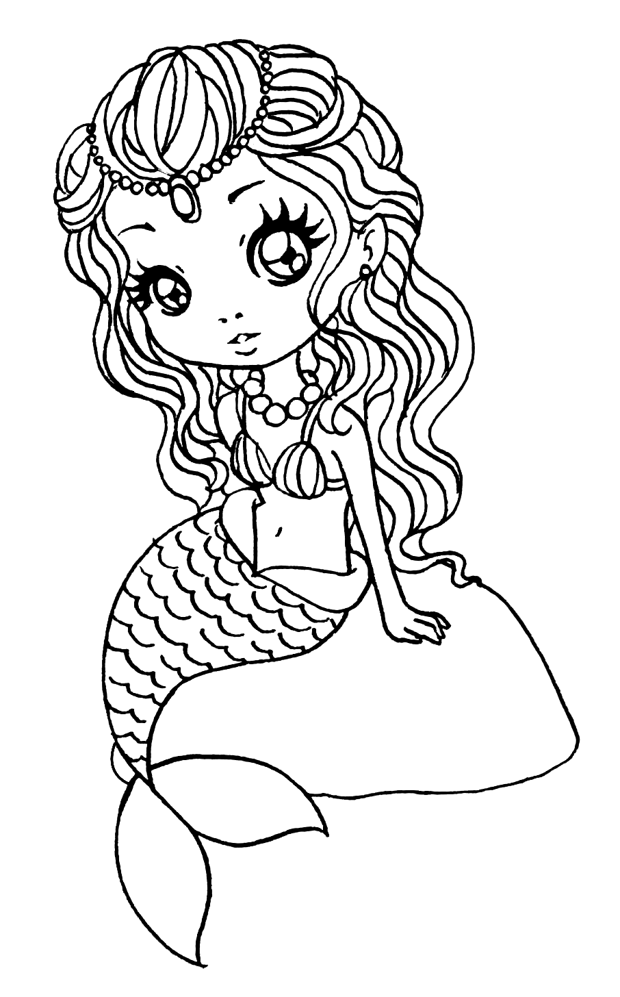 50 Cute Mermaid Coloring Pages 39