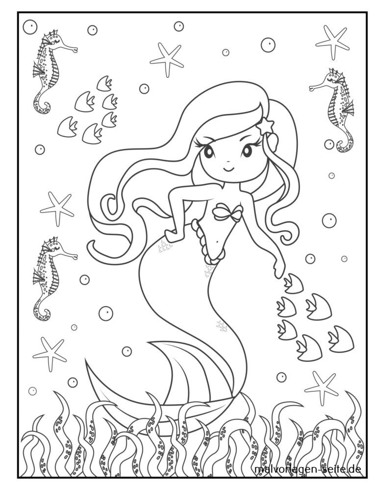 50 Cute Mermaid Coloring Pages 4