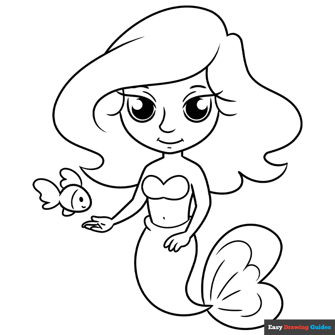 50 Cute Mermaid Coloring Pages 43