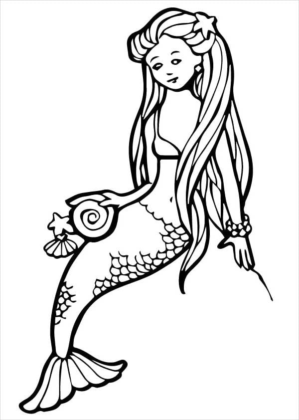 50 Cute Mermaid Coloring Pages 46