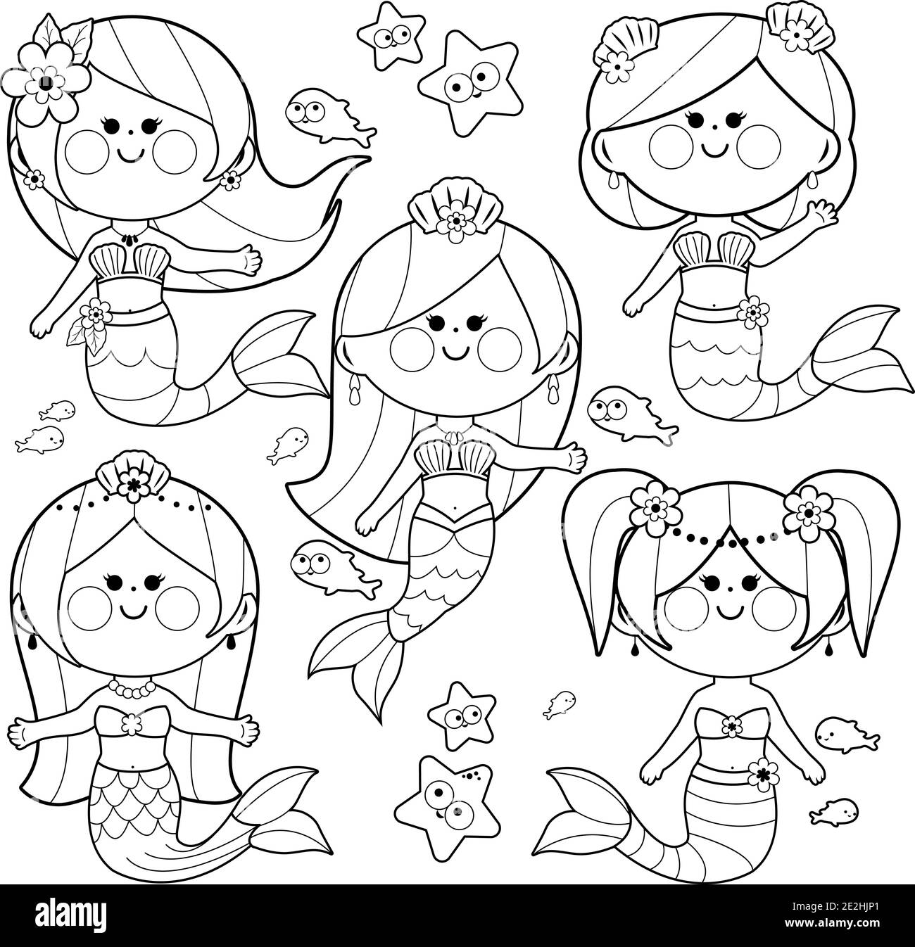 50 Cute Mermaid Coloring Pages 54