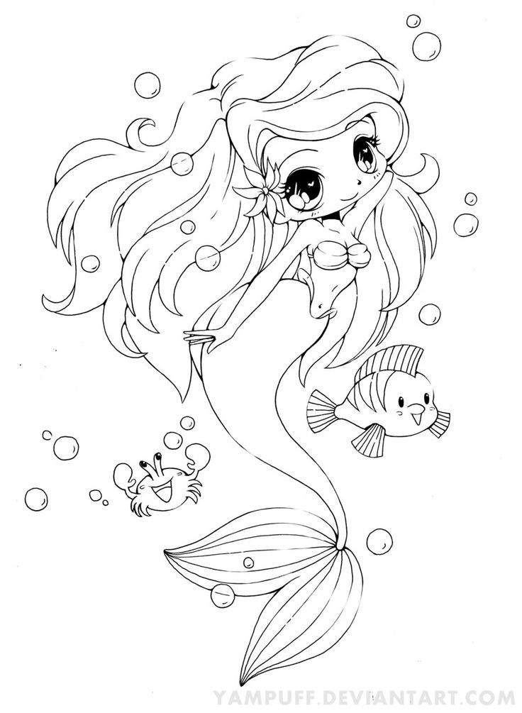 50 Cute Mermaid Coloring Pages 56