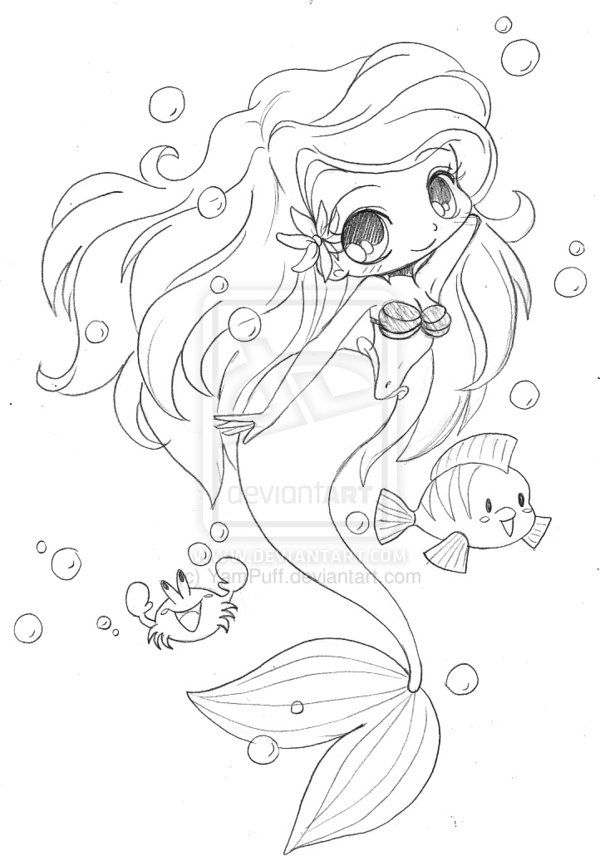 50 Cute Mermaid Coloring Pages 57
