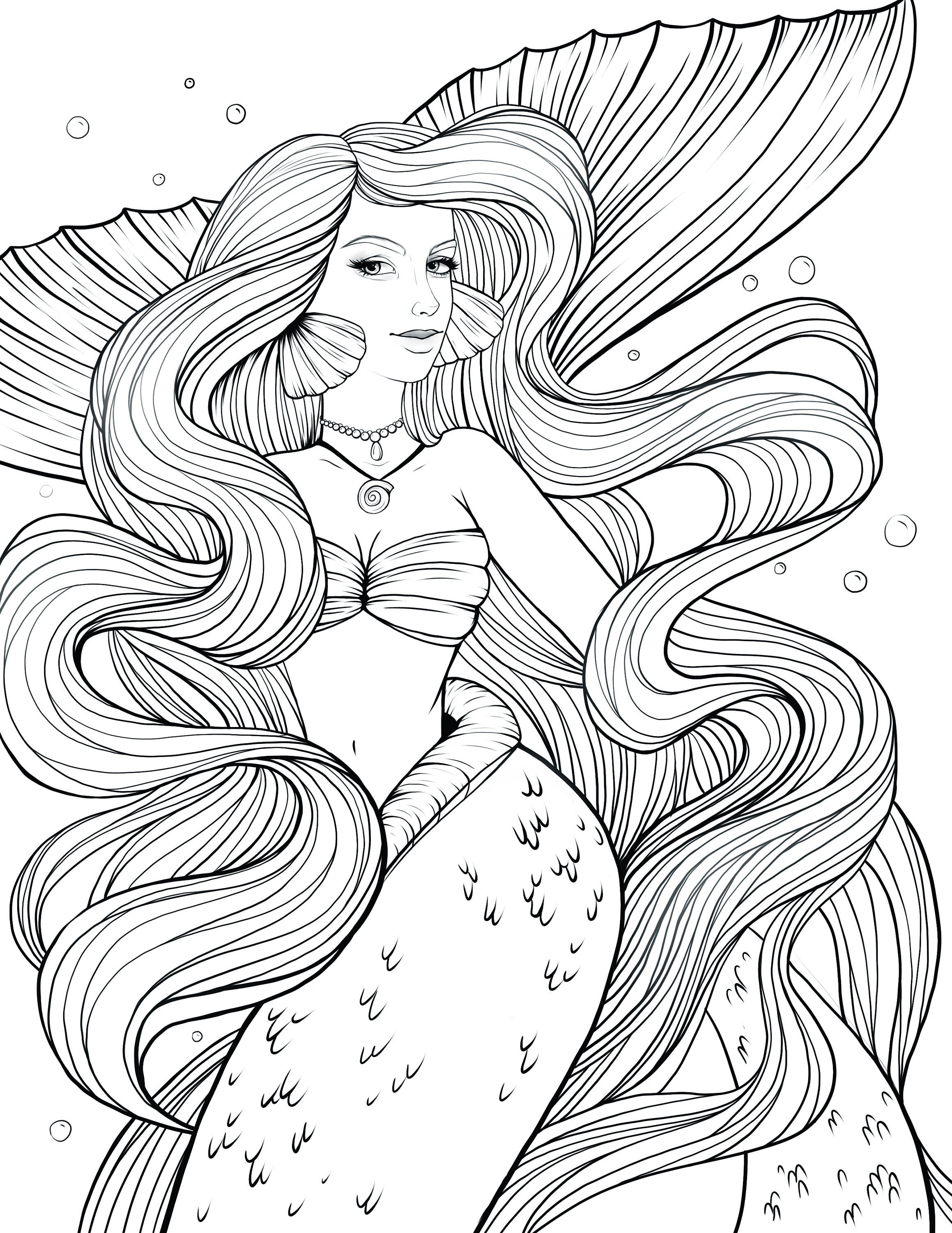50 Cute Mermaid Coloring Pages 58
