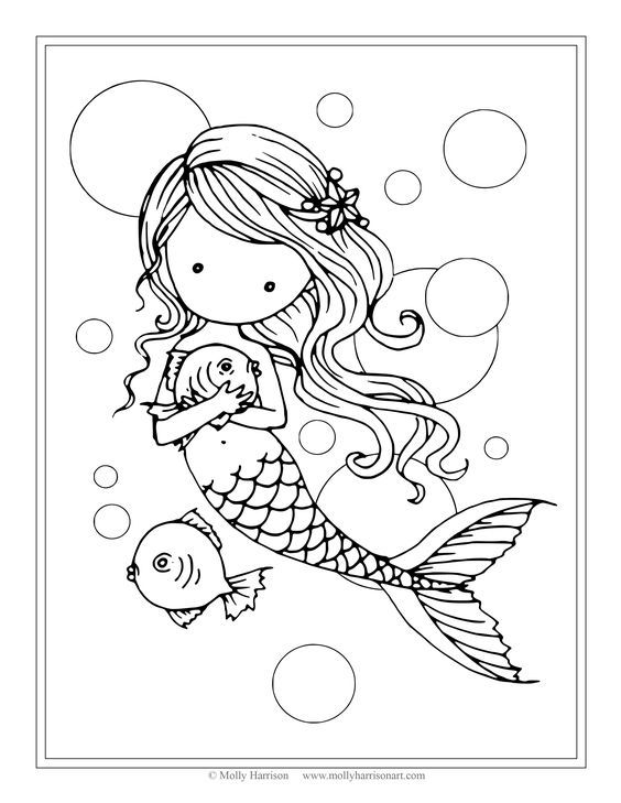 50 Cute Mermaid Coloring Pages 59