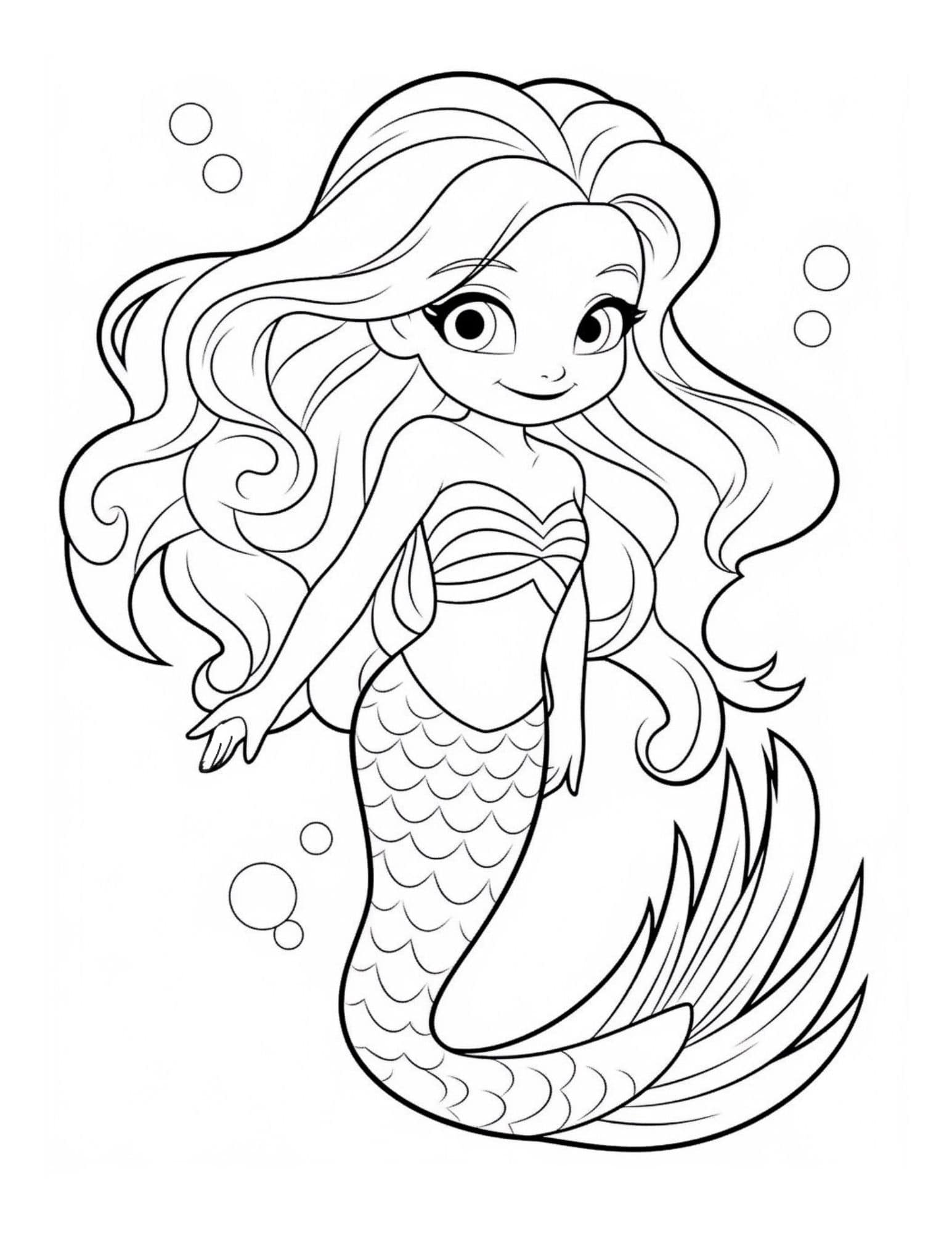 50 Cute Mermaid Coloring Pages 63