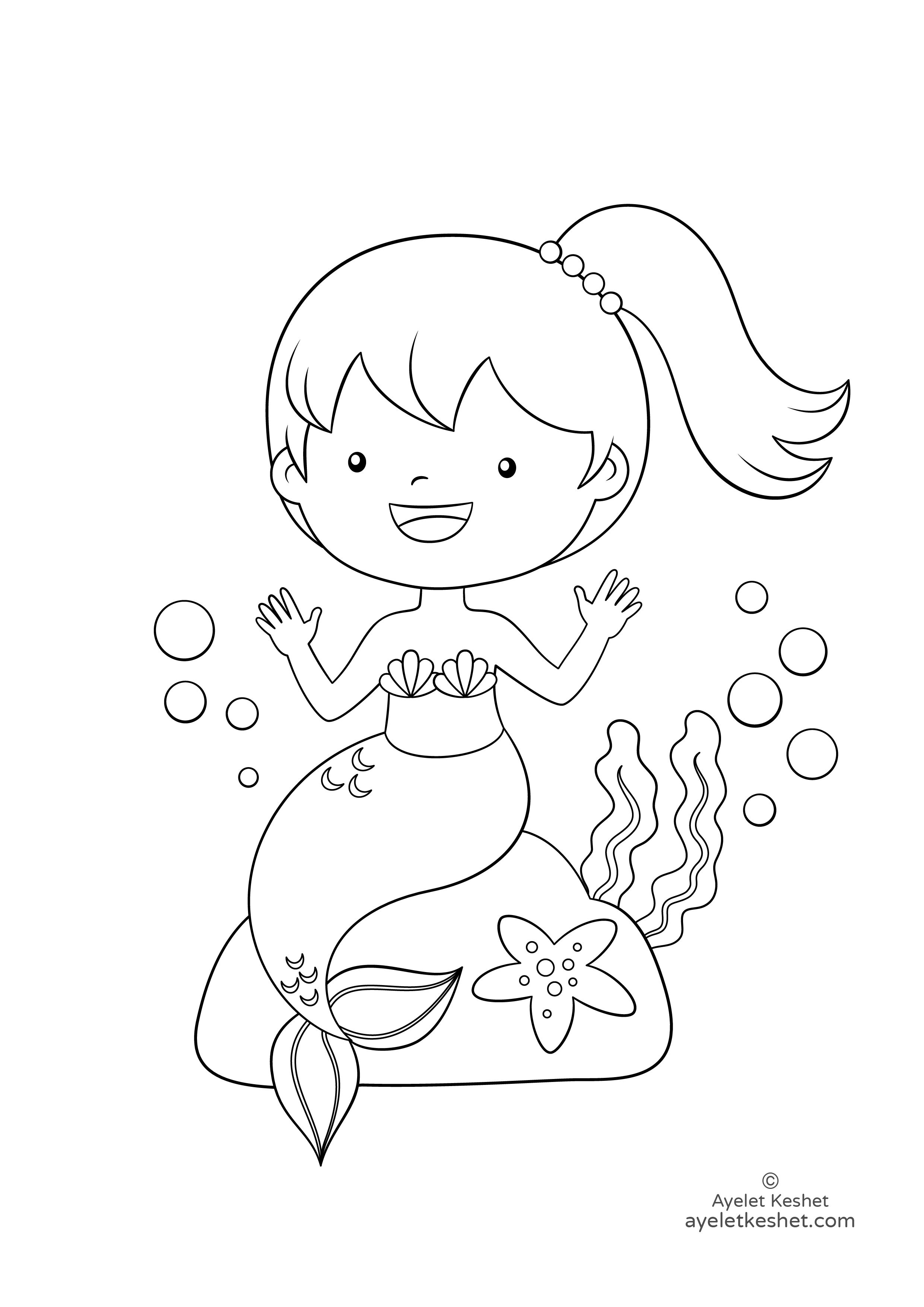 50 Cute Mermaid Coloring Pages 69