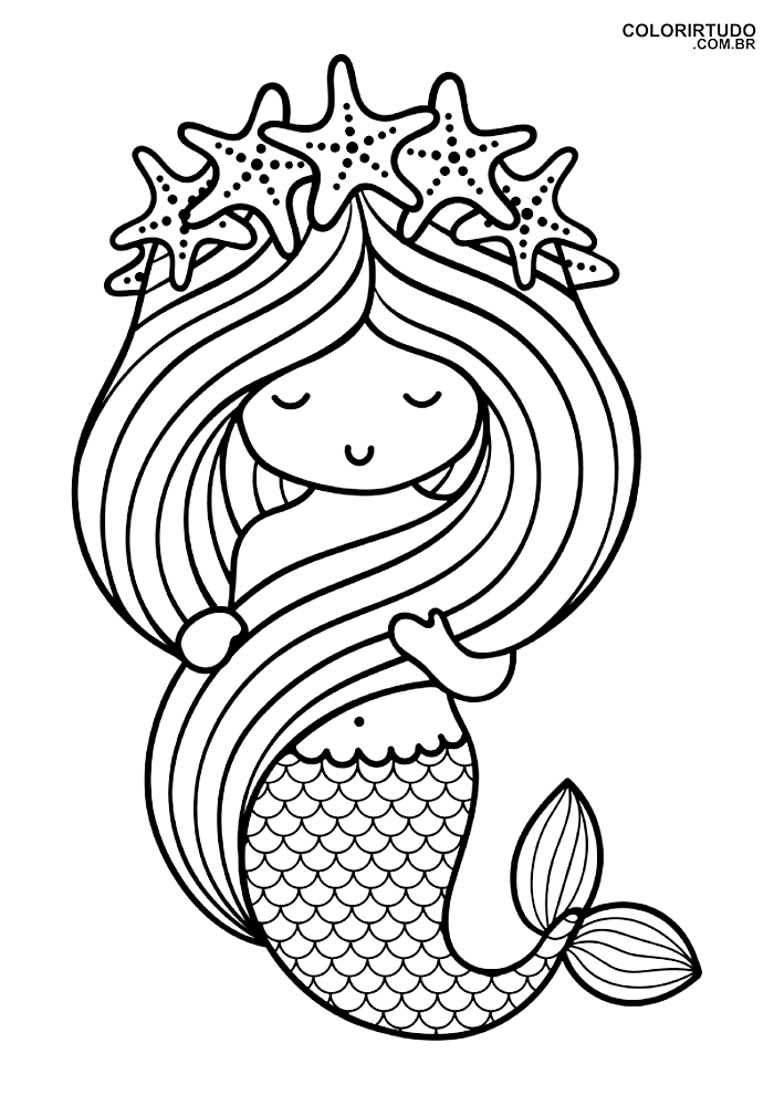 50 Cute Mermaid Coloring Pages 9