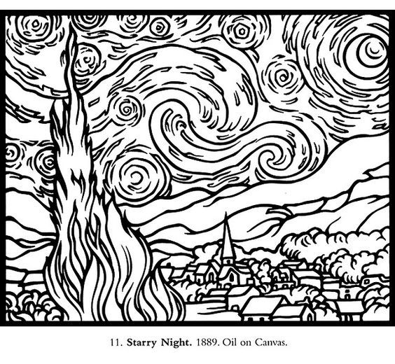 50 Printable Starry Night Coloring Page 17