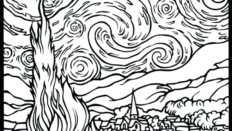 50 Printable Starry Night Coloring Page 44