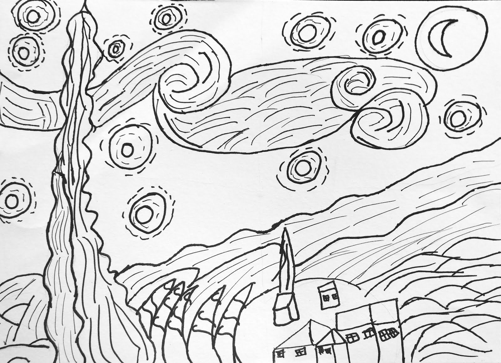 50 Printable Starry Night Coloring Page 45