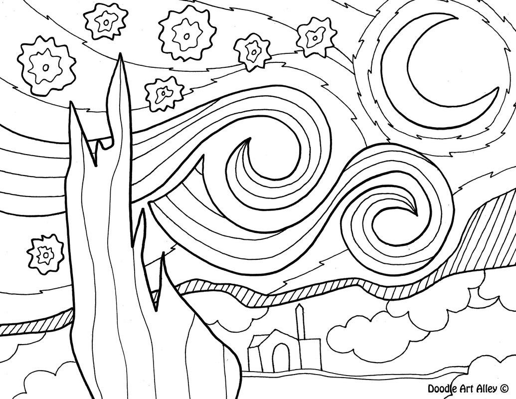 50 Printable Starry Night Coloring Page 53