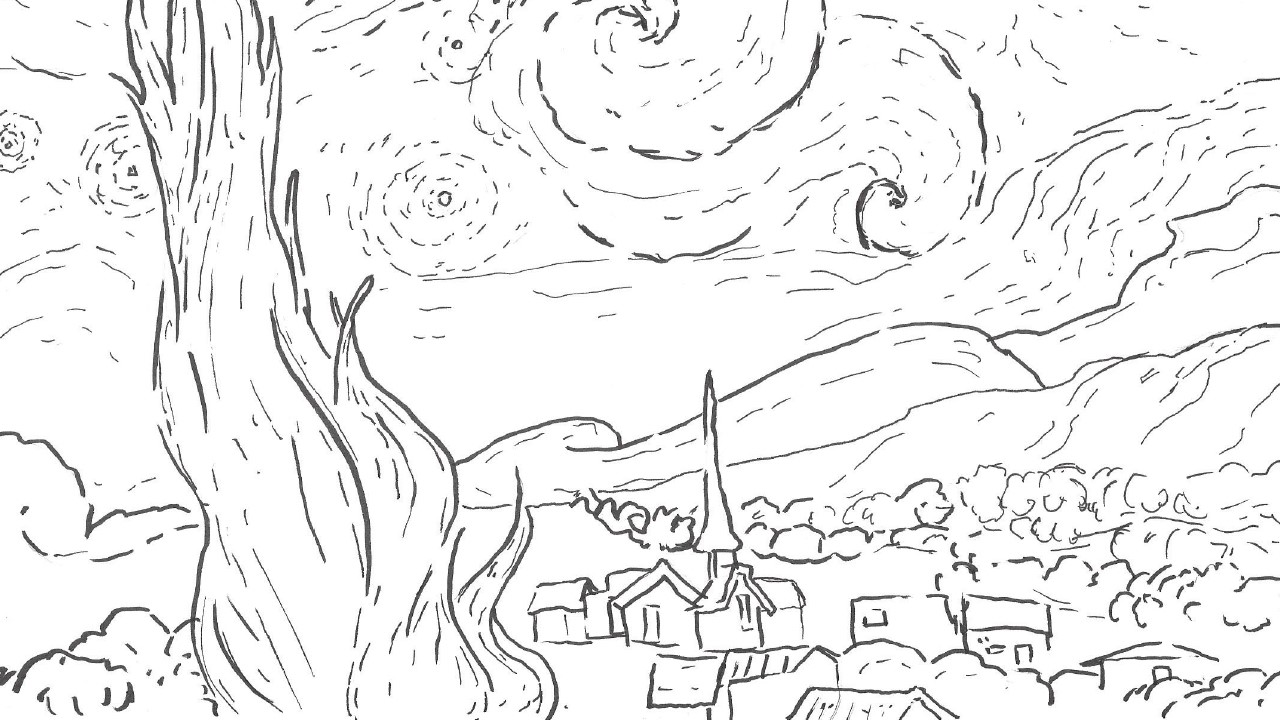 50 Printable Starry Night Coloring Page 63