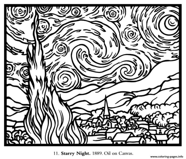 50 Printable Starry Night Coloring Page 67