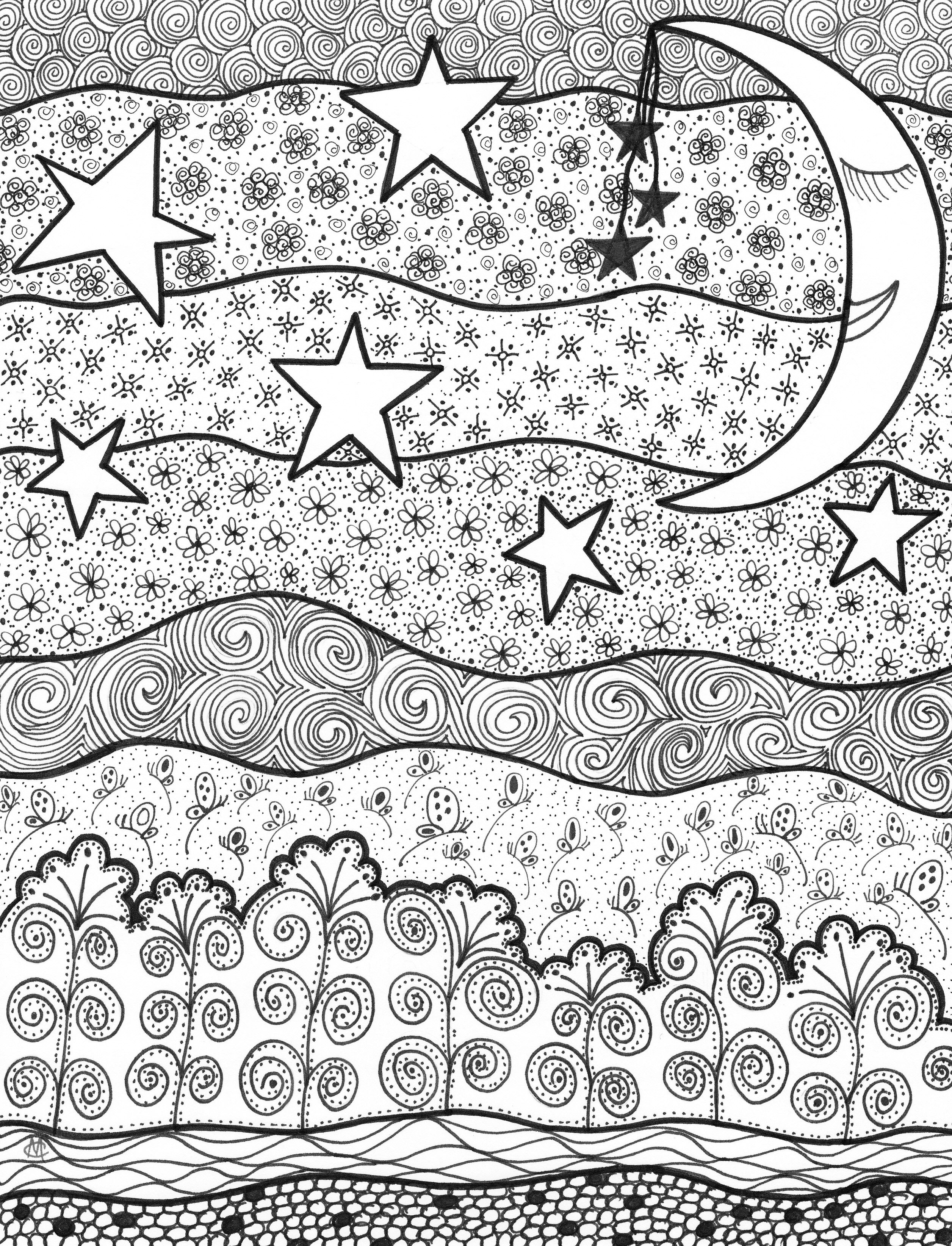 50 Printable Starry Night Coloring Page 69