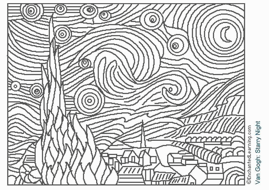 50 Printable Starry Night Coloring Page 70