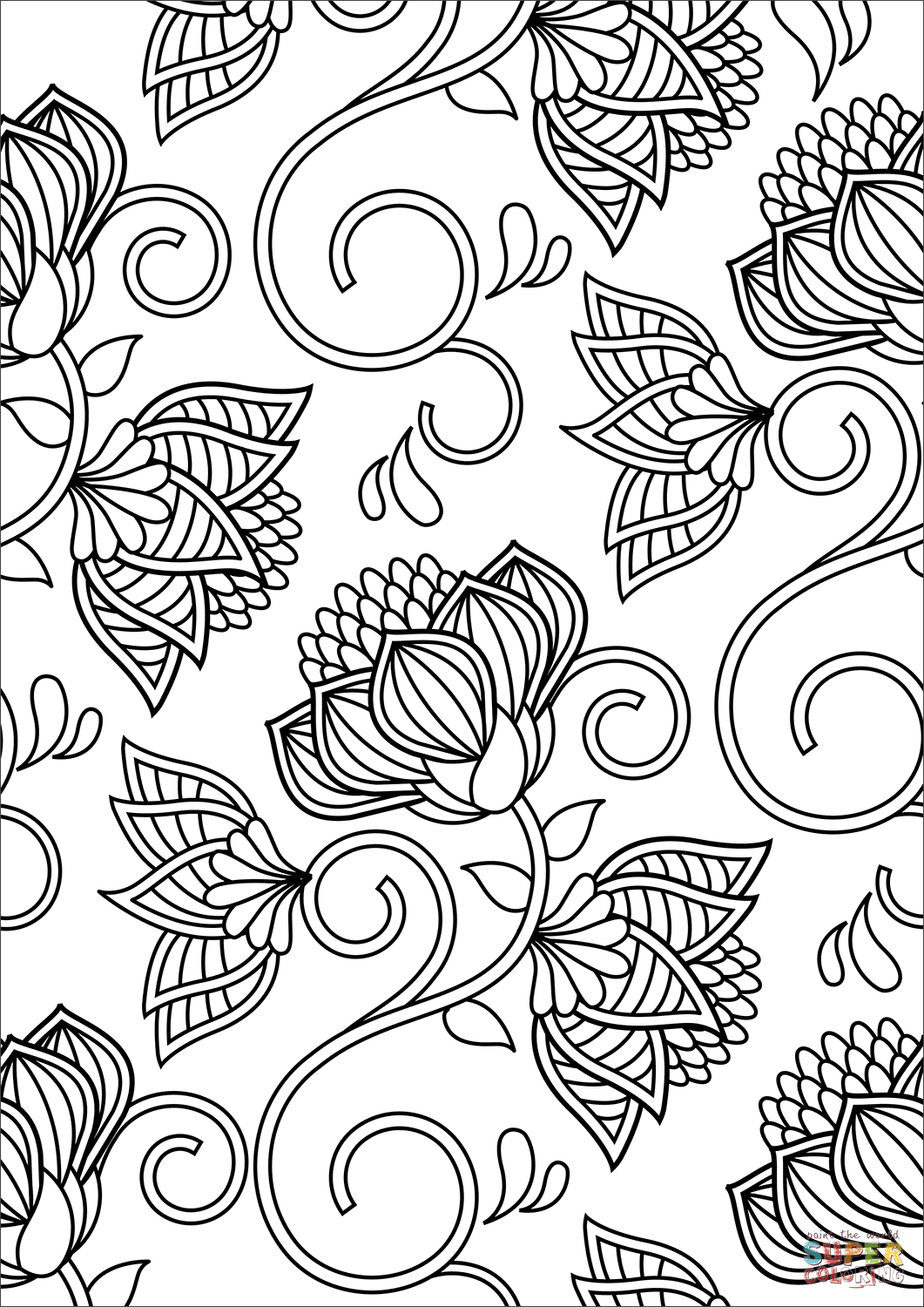 80 Printable Floral Pattern Coloring Pages 3