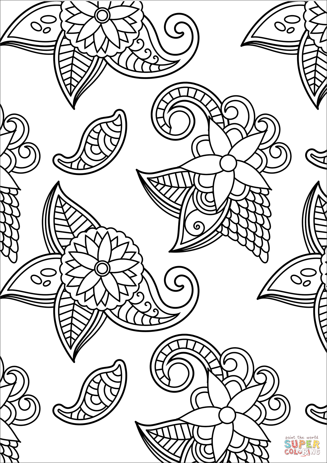 80 Printable Floral Pattern Coloring Pages 43