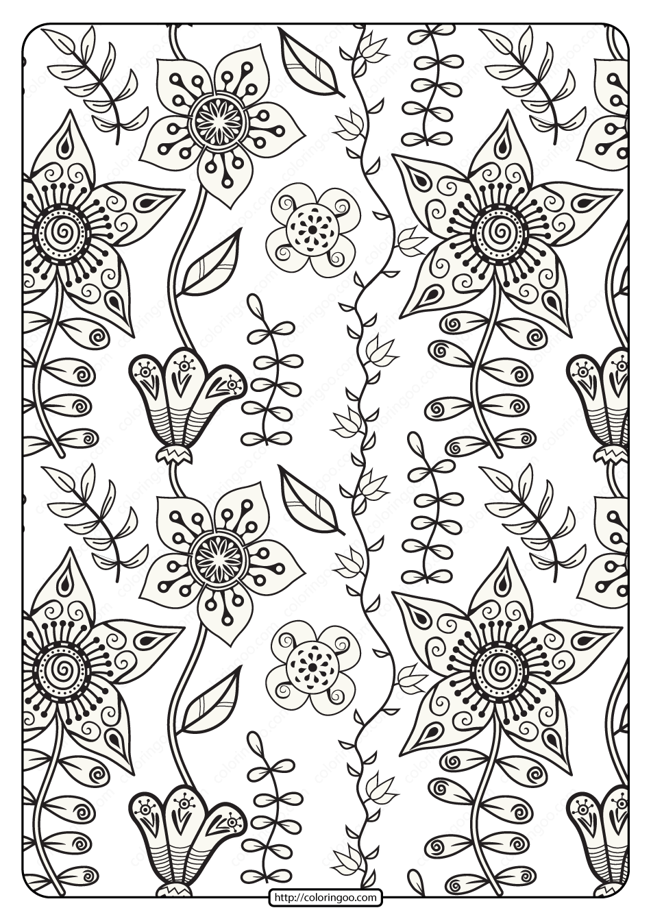 80 Printable Floral Pattern Coloring Pages 75