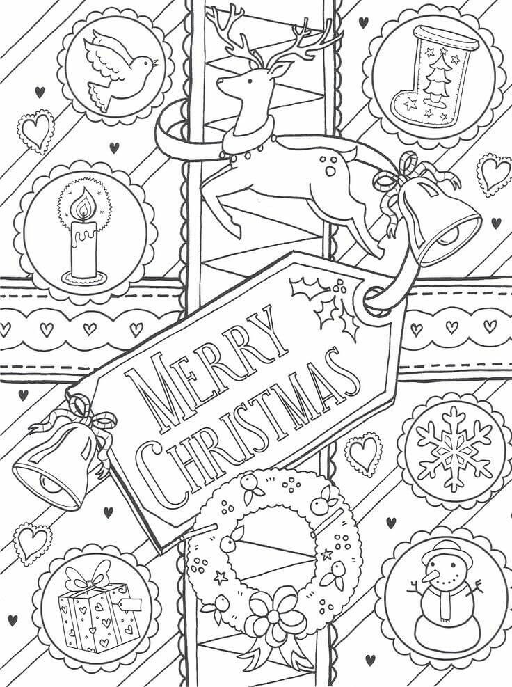 90 Christmas Cards Printable Coloring 3