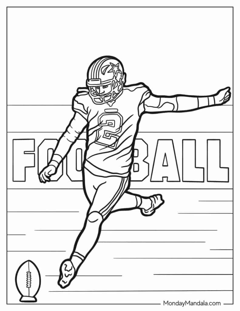 90 Printable Coloring Book Football Player 28